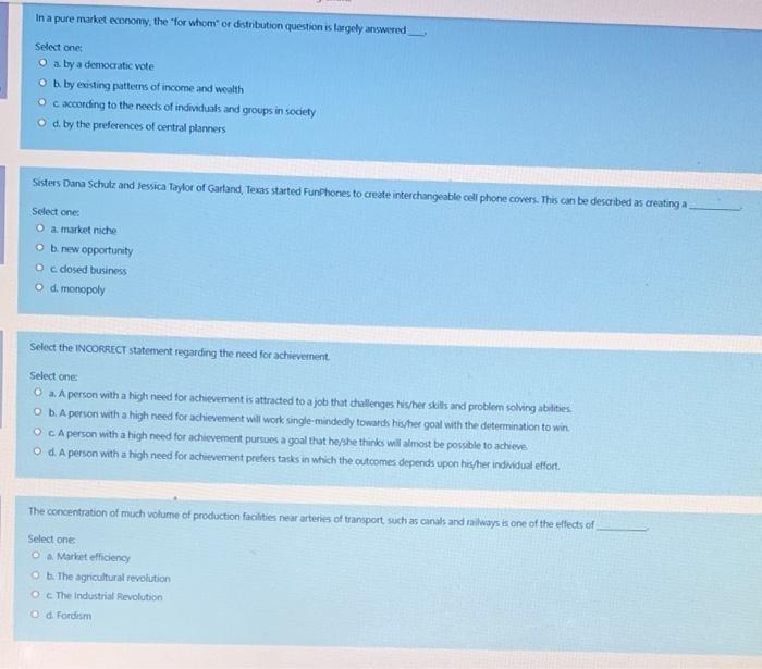 In a pure market economy, the "for whom or