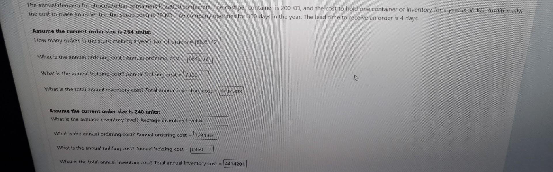 can you answer the Average inventory level Assume