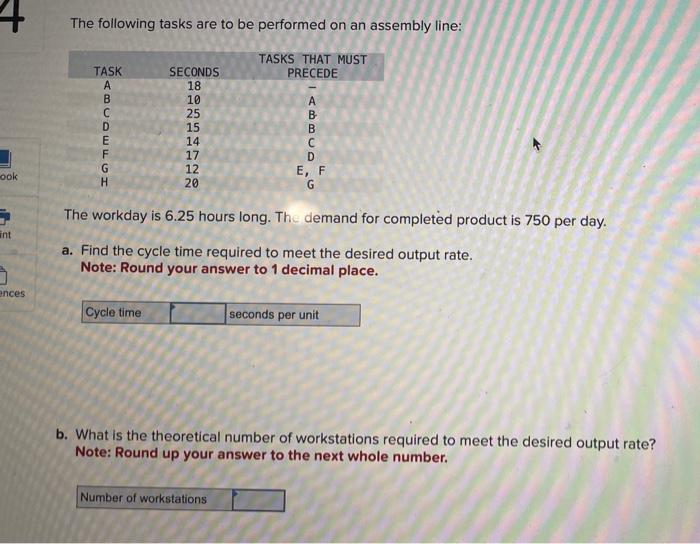 The following tasks are to be performed on an