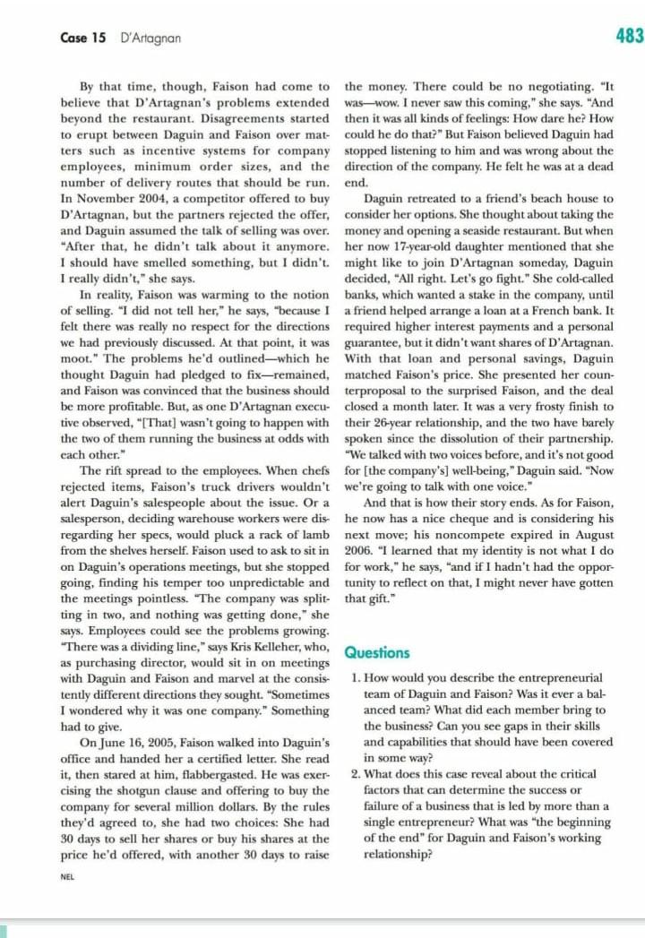 D'Artagnan CASE 15 The Troubled Partnership of