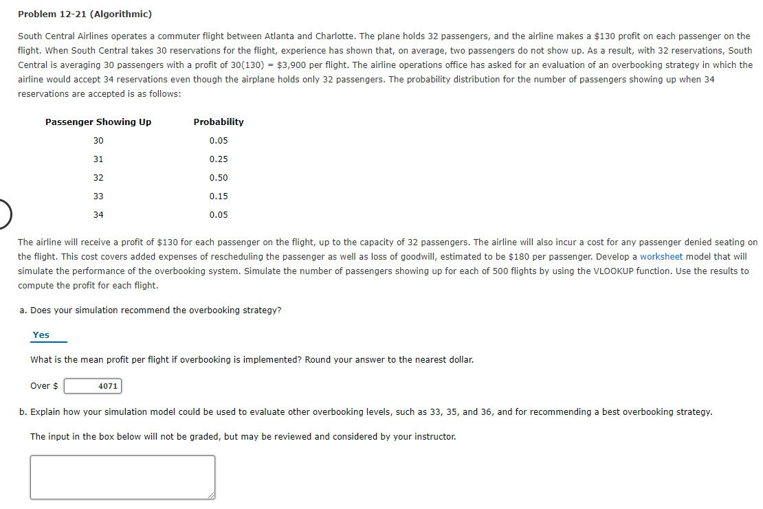 Problem 12-21 (Algorithmic) South Central