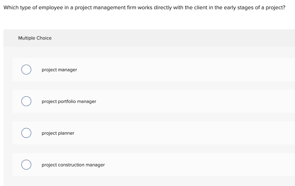 Which type of employee in a project management