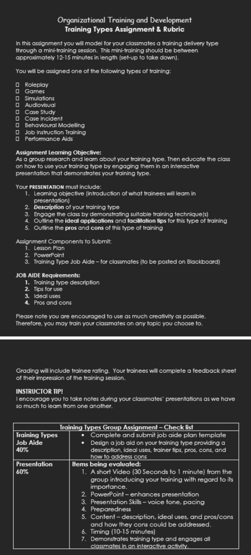 Organizational Training and Development Iraining