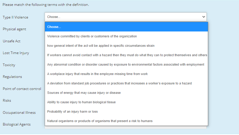Please match the following terms with the