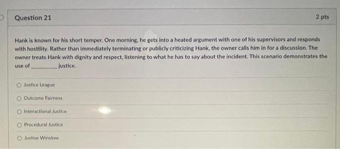 21 Hank is known for his short temper. One