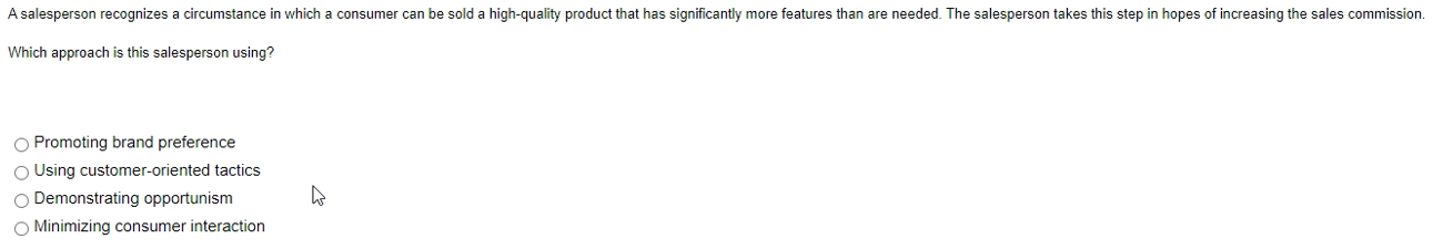 Which approach is this salesperson using?