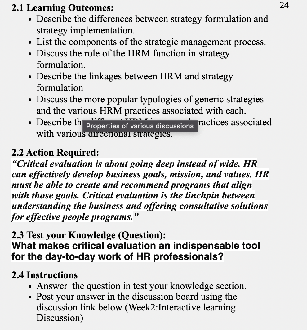 2.1 Learning Outcomes: - Describe the differences