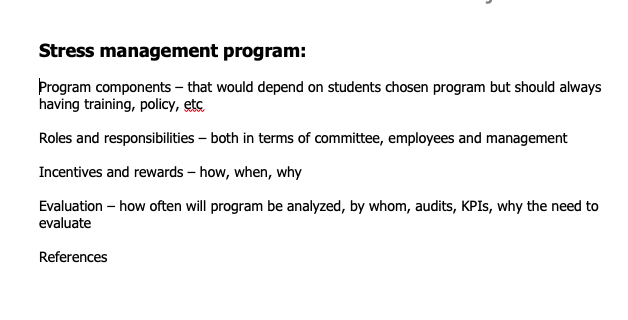 Stress management program: Program components