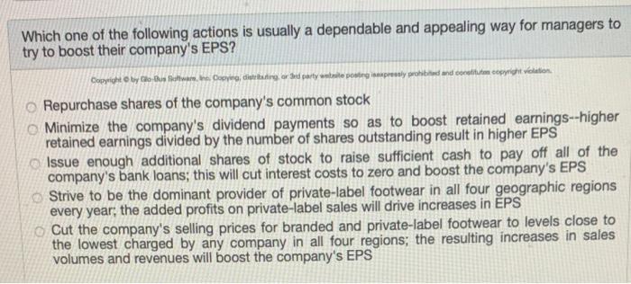 Which one of the following actions is usually a