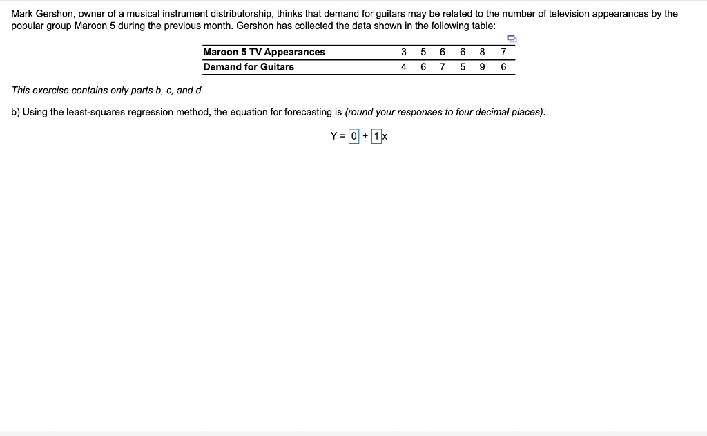 a.) Using the least-squares regression method,