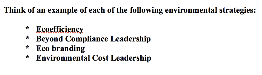 Think of an example of each of the following