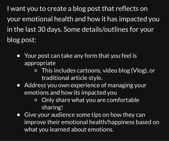 I want you to create a blog post that reflects on