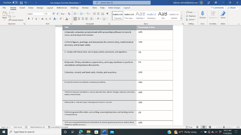 Use the ten tasks from Table 1 (above) to