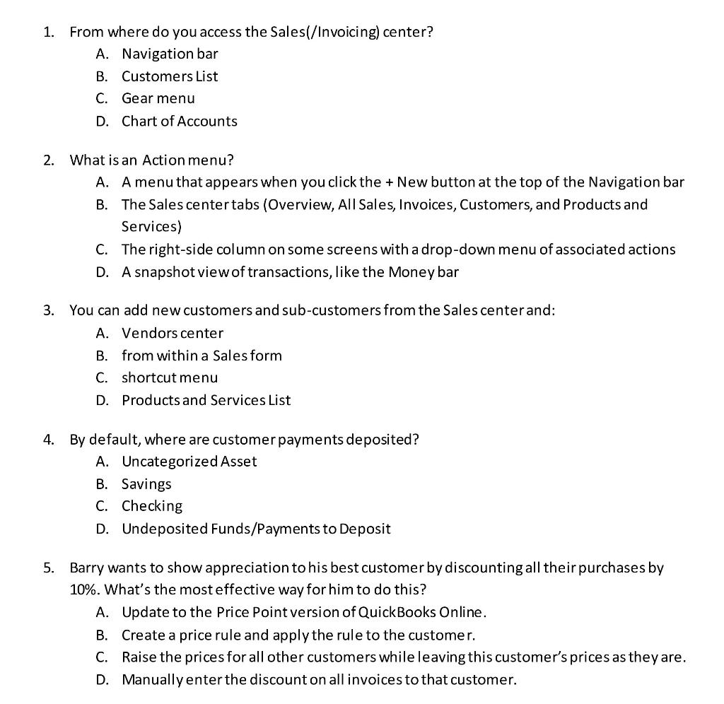 1. From where do you access the Sales(/Invoicing)