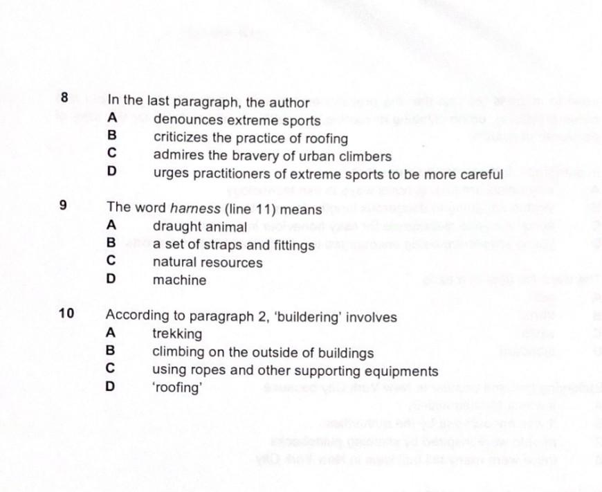 Please answer all : 1 - 10 SECTION B Questions 8