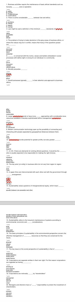 What will be the answers? 1. Business activities