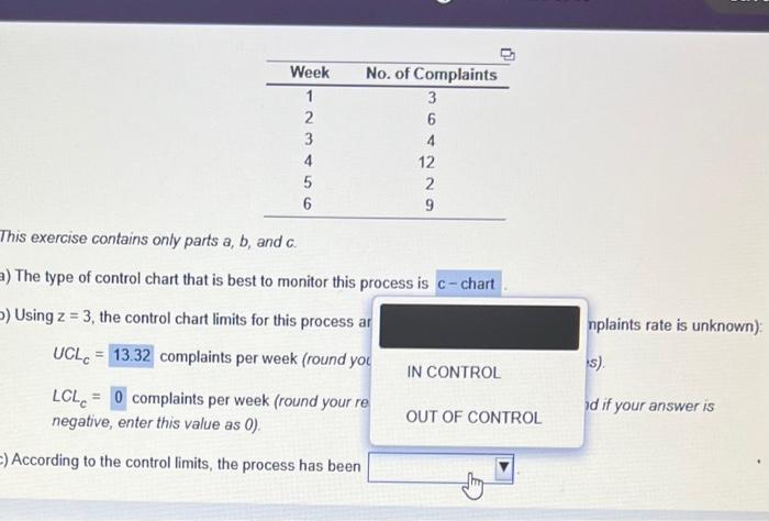 gz=3, the control chart limits for this process