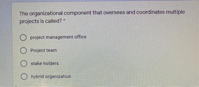 The organizational component that oversees and