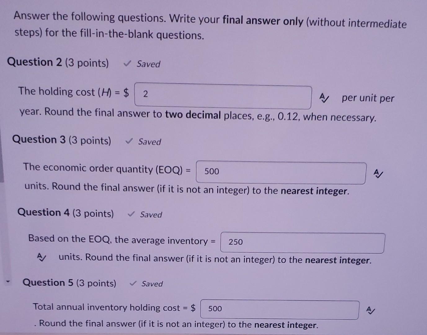 Hillside Manufacturing Company uses 2,000 units