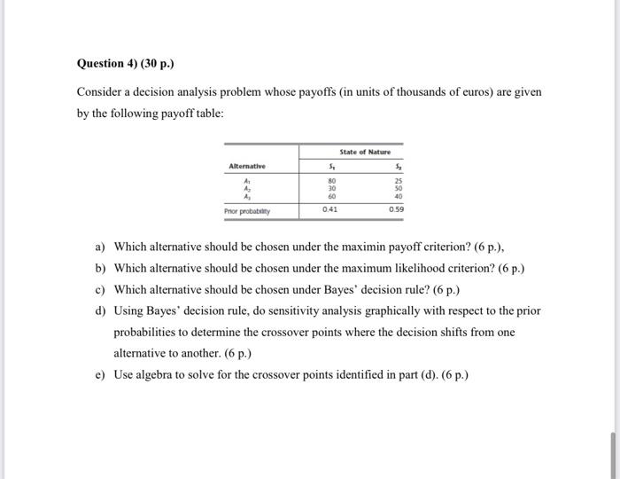 please neatly Question 4) (30 p.) Consider a