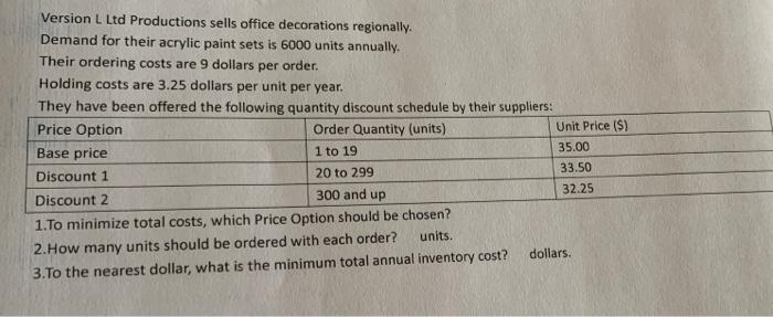 Version L Ltd Productions sells office