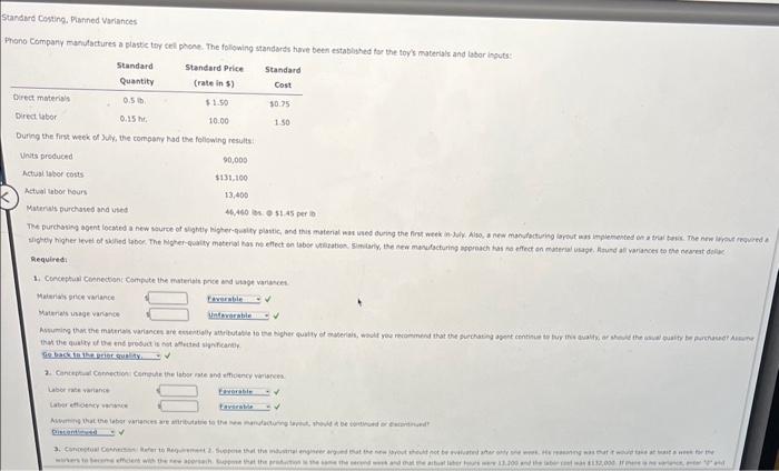 Please help! I appreciate it. Standirs Costing,