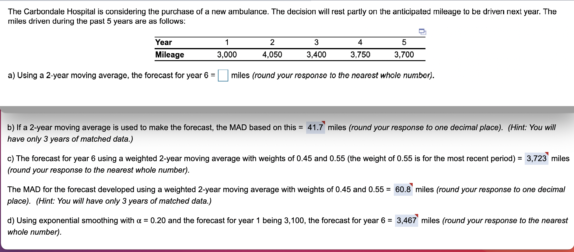IMPORTANT: the numbers used for part C will be