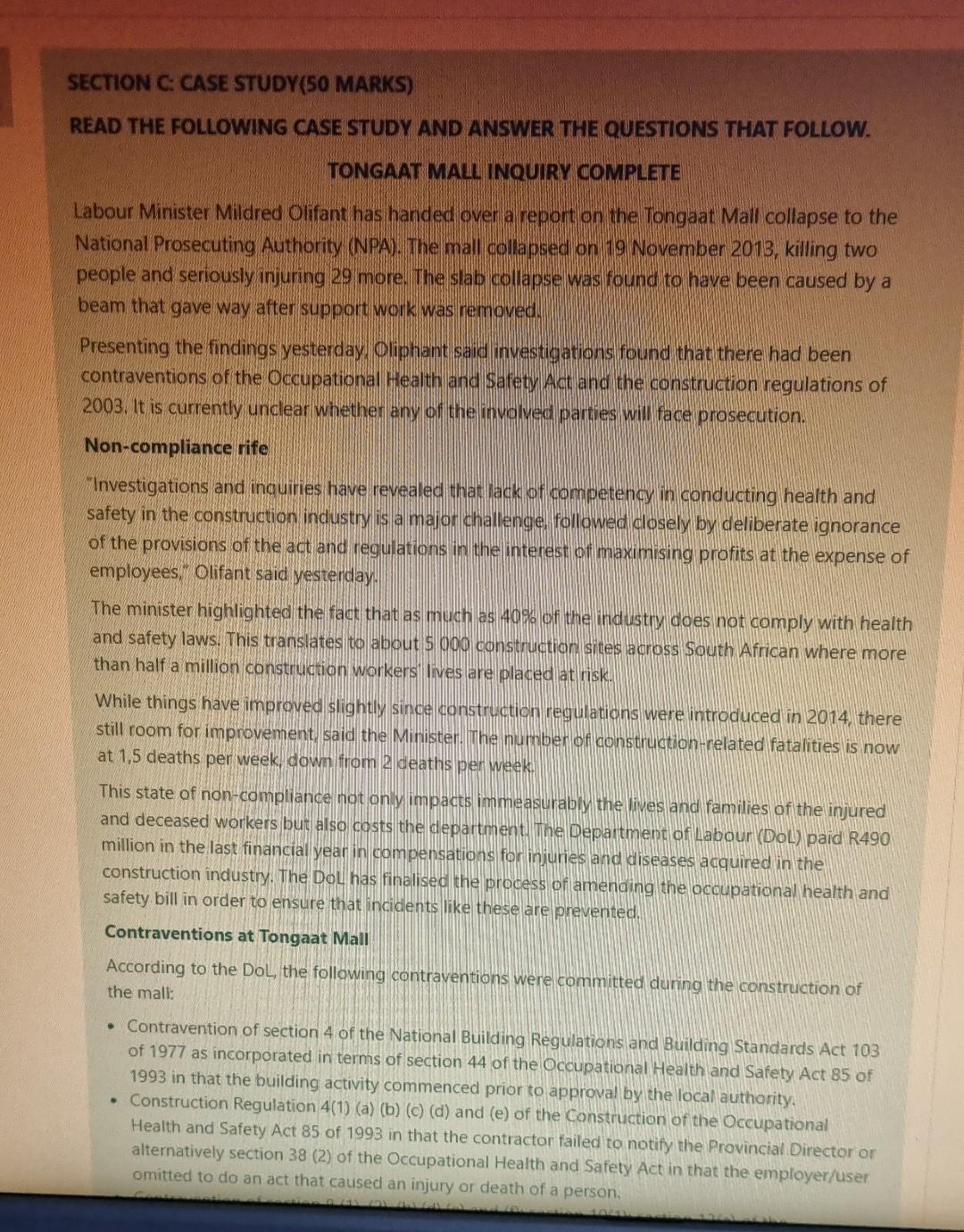 Please answer 4.1 and 4.2. SECTION C: CASE