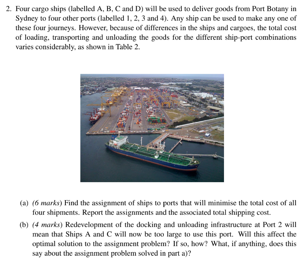 2. Four cargo ships (labelled A, B, C and D) will
