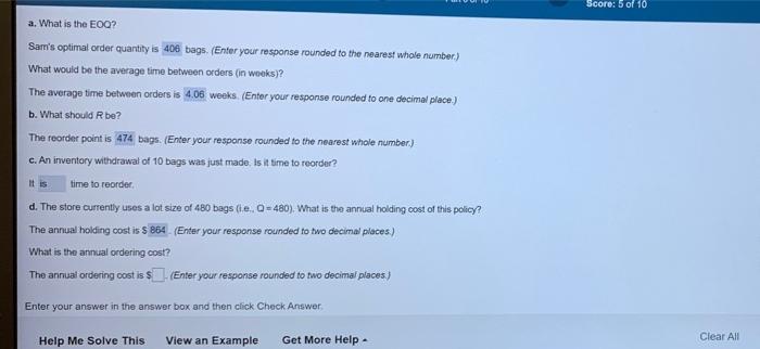 please provide step by step for d.) Score: 5 of