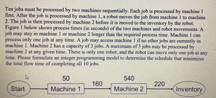 Ten jobs must be processed by two machines
