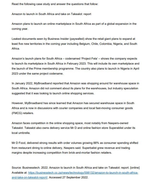 Read the following case study and answer the