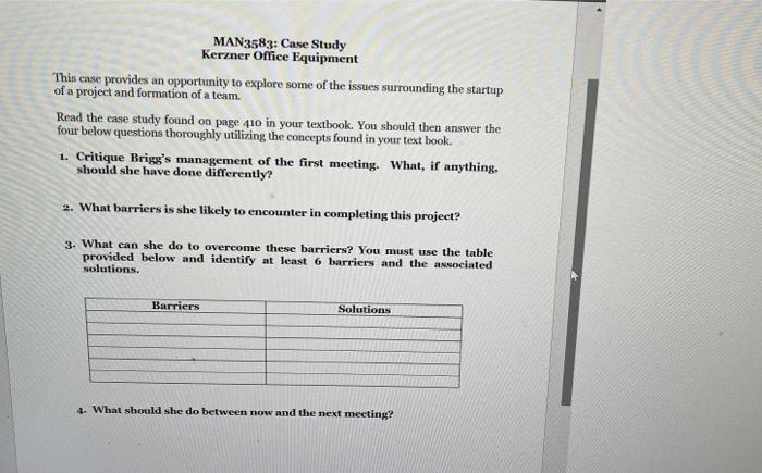 Read the Kerzner Office Equipment Case Study