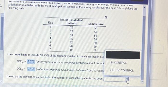 following data: The control limits to include