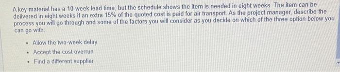 This subject is Project Management Please help A