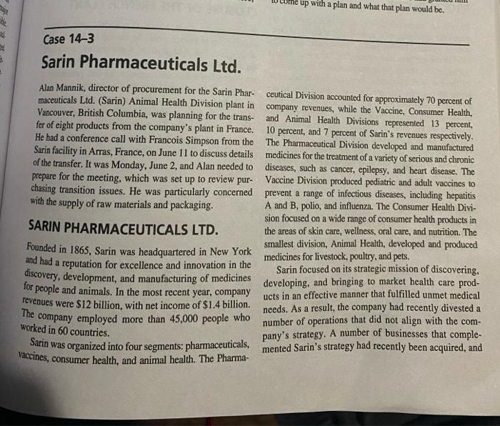 qustion 1, In the sarin case if you were in