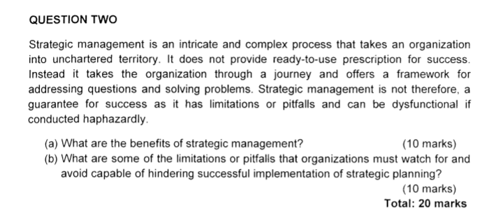 the name of the course is strategic managememt