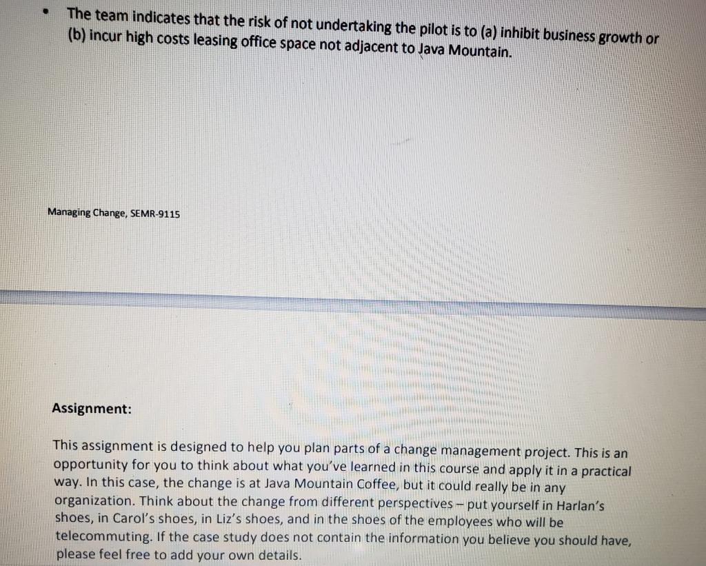 Java Mountain Coffee Case Study and Assignment