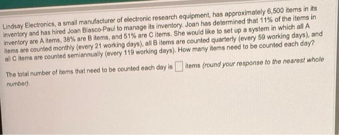 Lindsay Electronics, a small manufacturer of