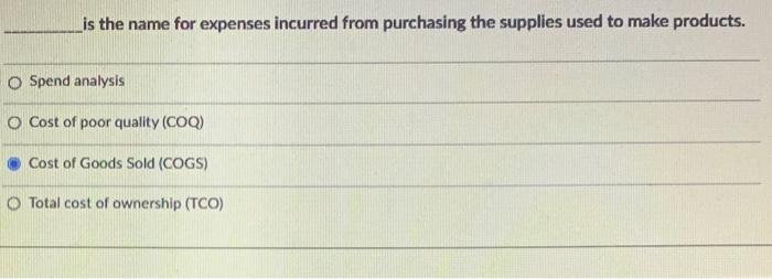 is the name for expenses incurred from purchasing