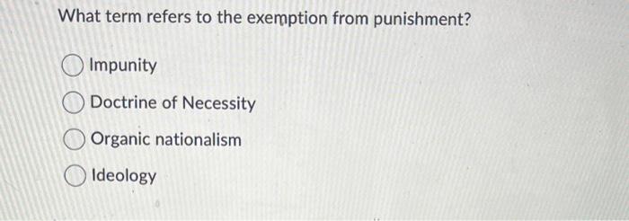 What term refers to the exemption from