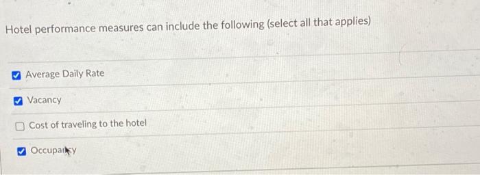 Hotel performance measures can include the