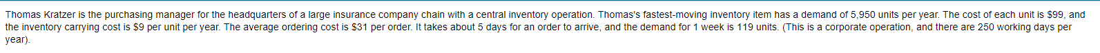 A) What is the EOQ? B) What is the average