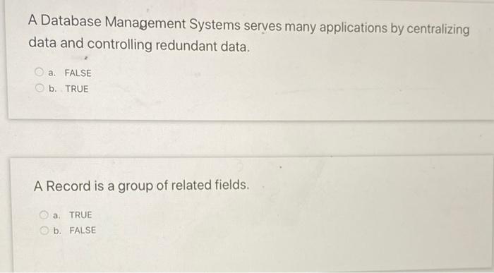 A Database Management Systems serves many