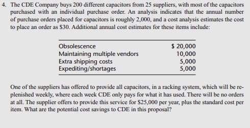 PLEASE HELP The CDE Company buys 200 different