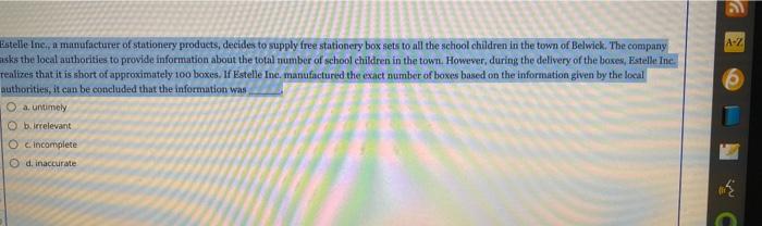 A-Z Estelle Inc., a manufacturer of stationery