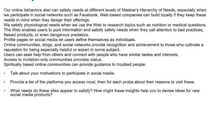 Our online behaviors also can satisfy needs at