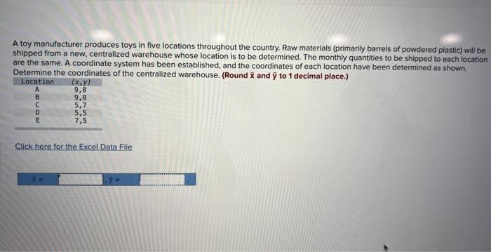 A toy manufacturer produces toys in five