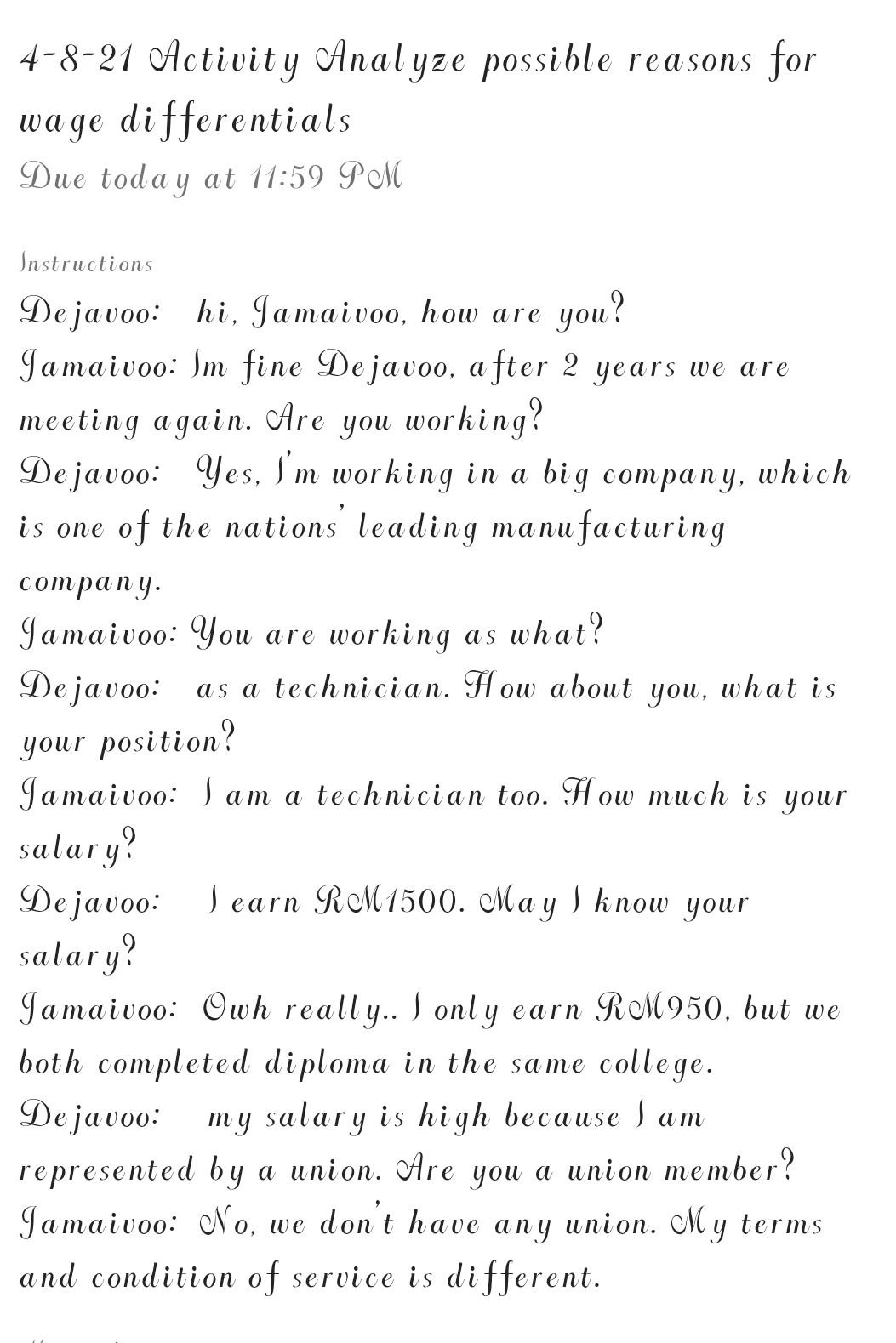 4-8-21 Activity analyze possible reasons for wa