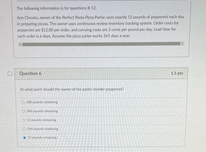 The following information is for questions 8-12.